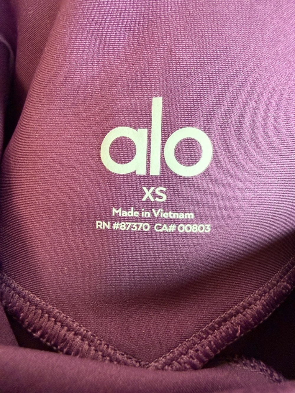 Alo Yoga Ribbed Airlift High Waist 7/8 Legging Dark Plum XS - Picture 9 of 9